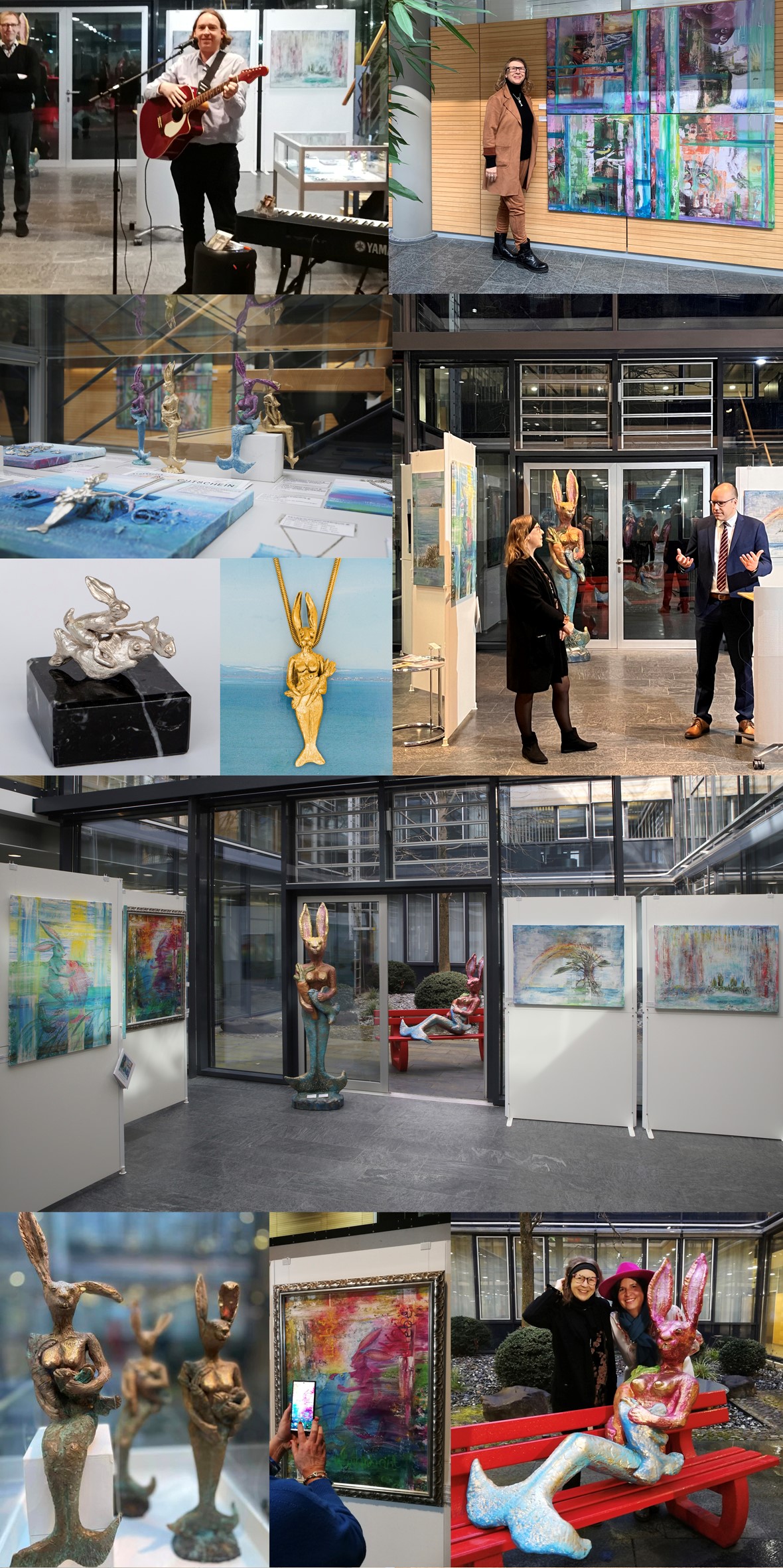 Impressionen von der Ausstellung der Künstlerin Petra Wenski-Hänisch in den Räumen der Sparkasse Reichenau